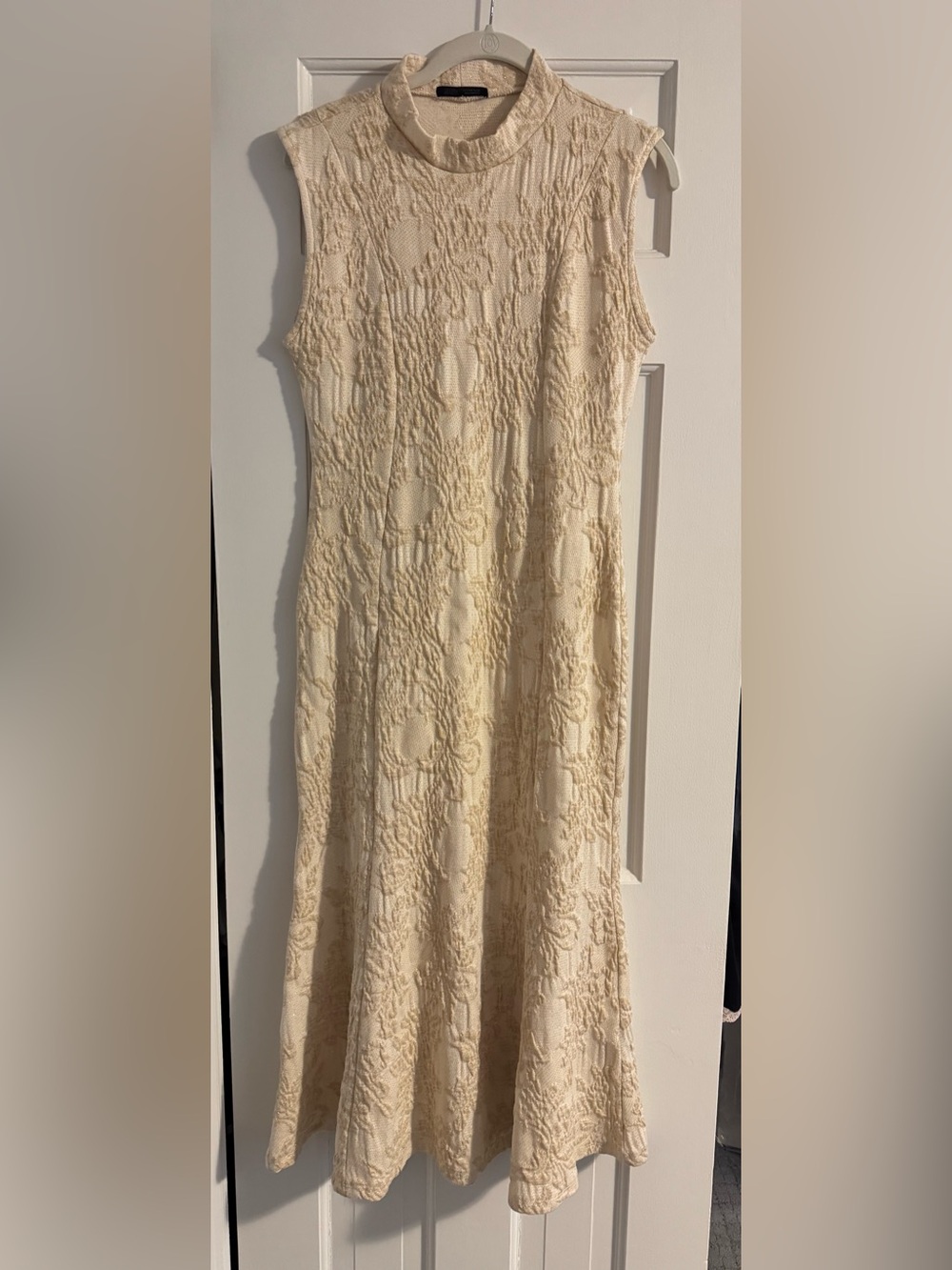 Zara Cream Knit Maxi Dress with Metallic Thread